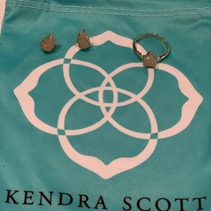 Set of Kendra Scott Iridescent Drusy studs & ring